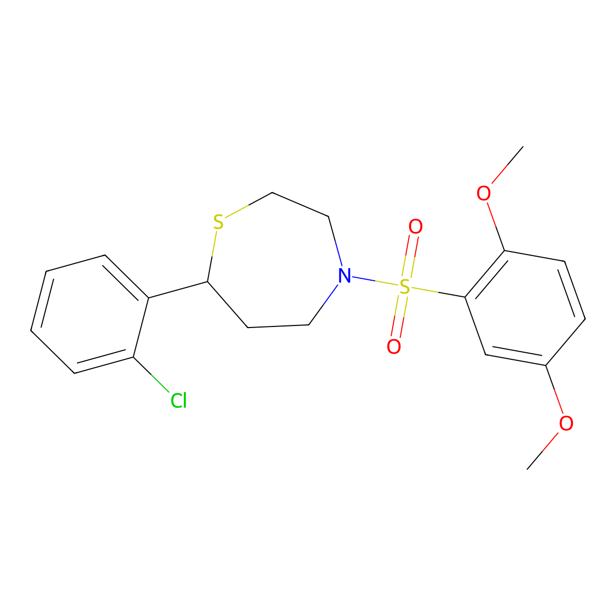 7-(2-Chlorophenyl)-4-((2,5-dimethoxyphenyl)sulfonyl)-1,4-thiazepane molecular structure, CAS 1797897-13-2