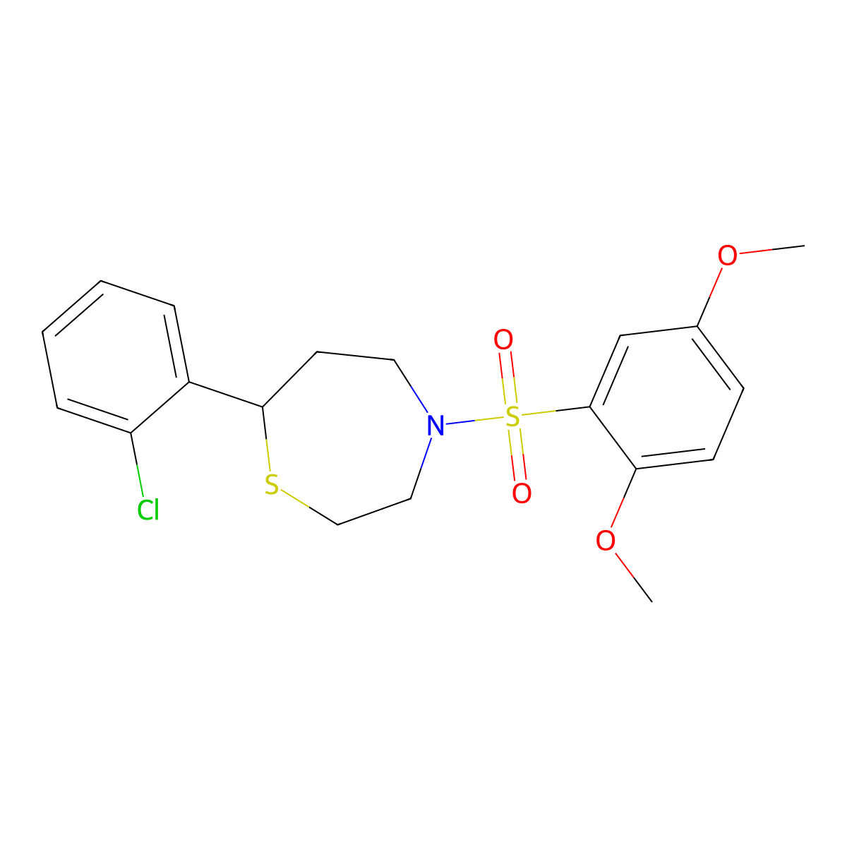 7-(2-Chlorophenyl)-4-((2,5-dimethoxyphenyl)sulfonyl)-1,4-thiazepane molecular structure, CAS 1797897-13-2