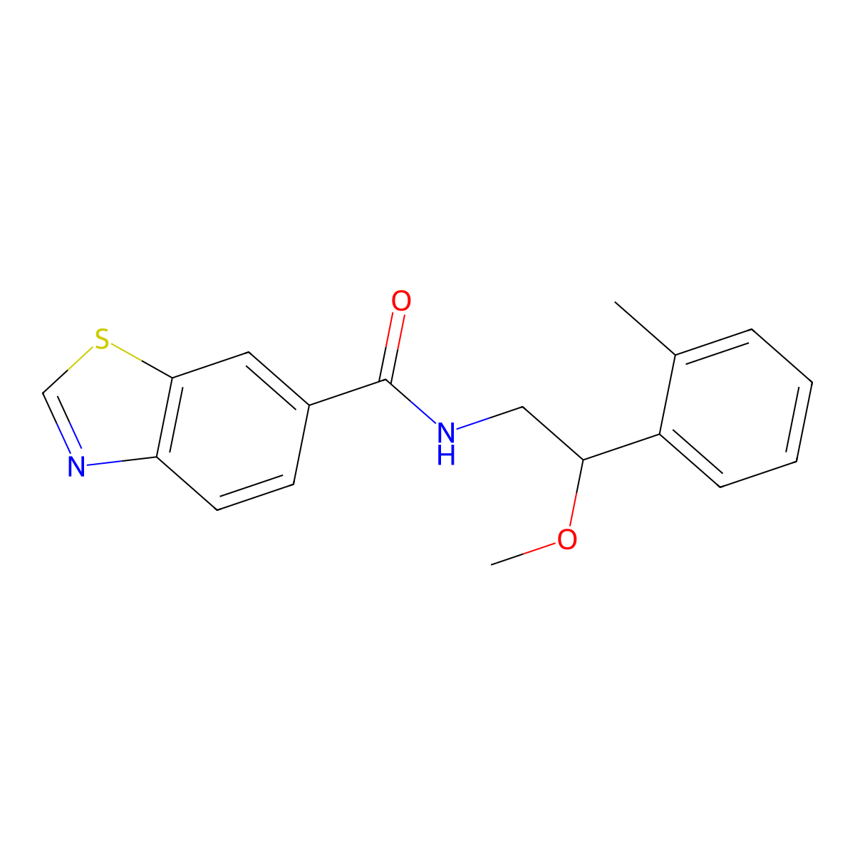 N-(2-methoxy-2-(o-tolyl)ethyl)benzo[d]thiazole-6-carboxamide molecular structure, CAS 1797898-00-0