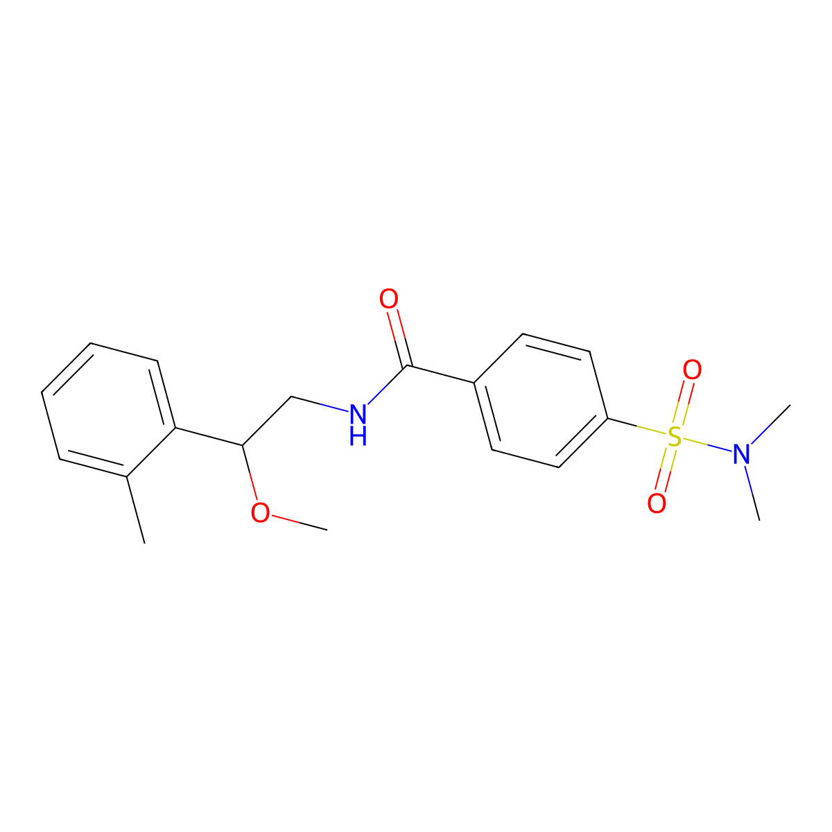 4-(N,N-dimethylsulfamoyl)-N-(2-methoxy-2-(o-tolyl)ethyl)benzamide molecular structure, CAS 1797898-19-1