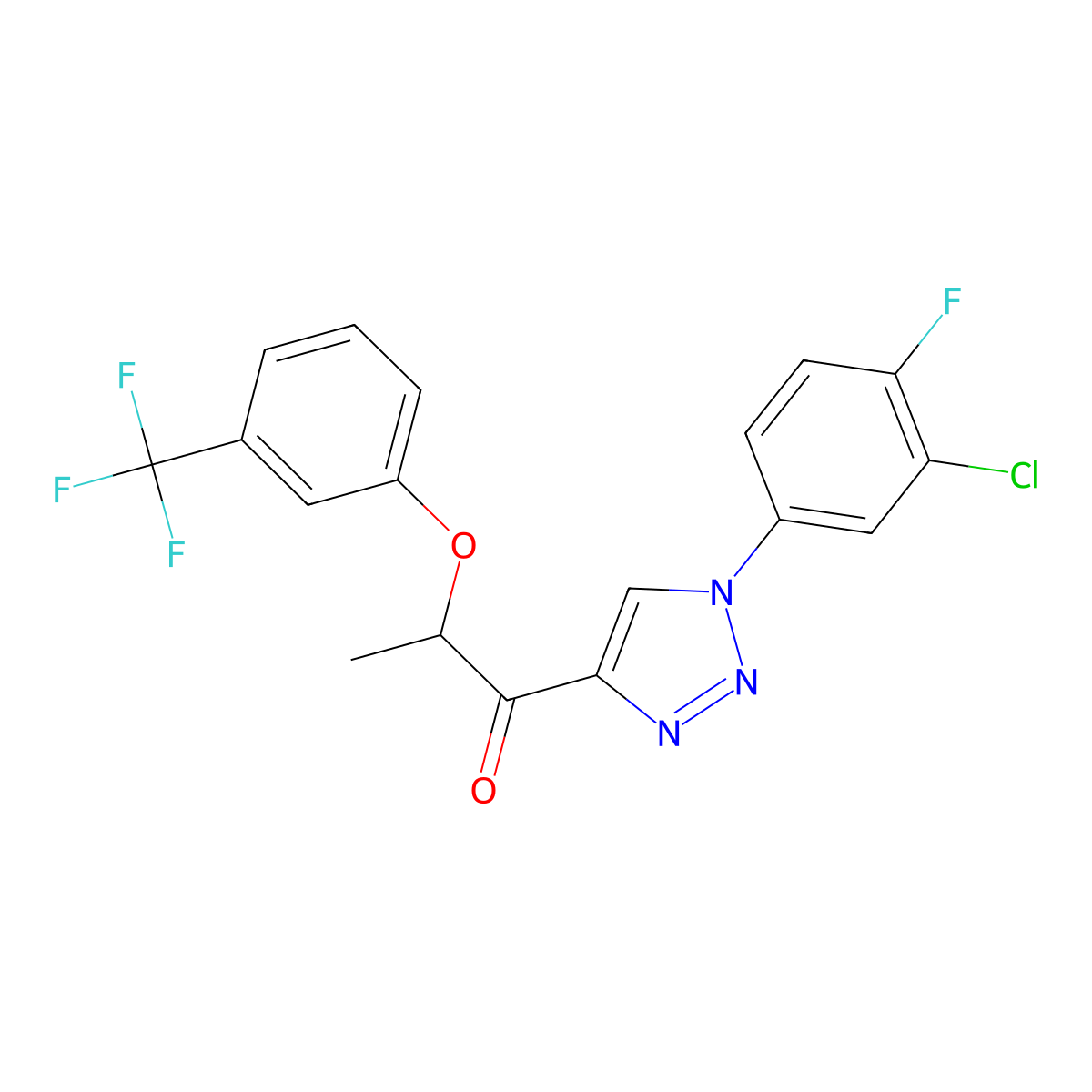 1-[1-(3-chloro-4-fluorophenyl)-1H-1,2,3-triazol-4-yl]-2-[3-(trifluoromethyl)phenoxy]-1-propanone molecular structure, CAS 1797898-47-5