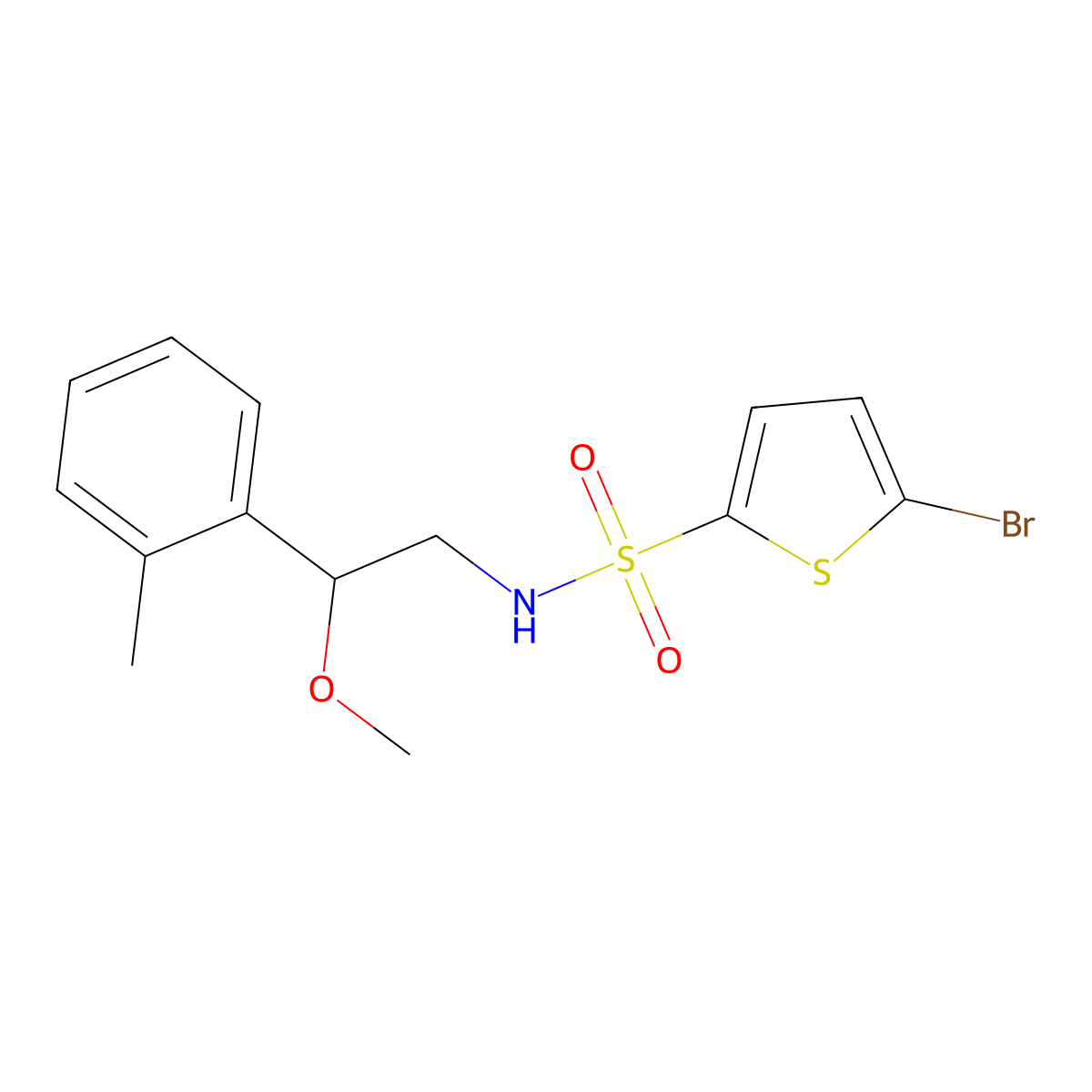 5-bromo-N-(2-methoxy-2-(o-tolyl)ethyl)thiophene-2-sulfonamide molecular structure, CAS 1797898-55-5