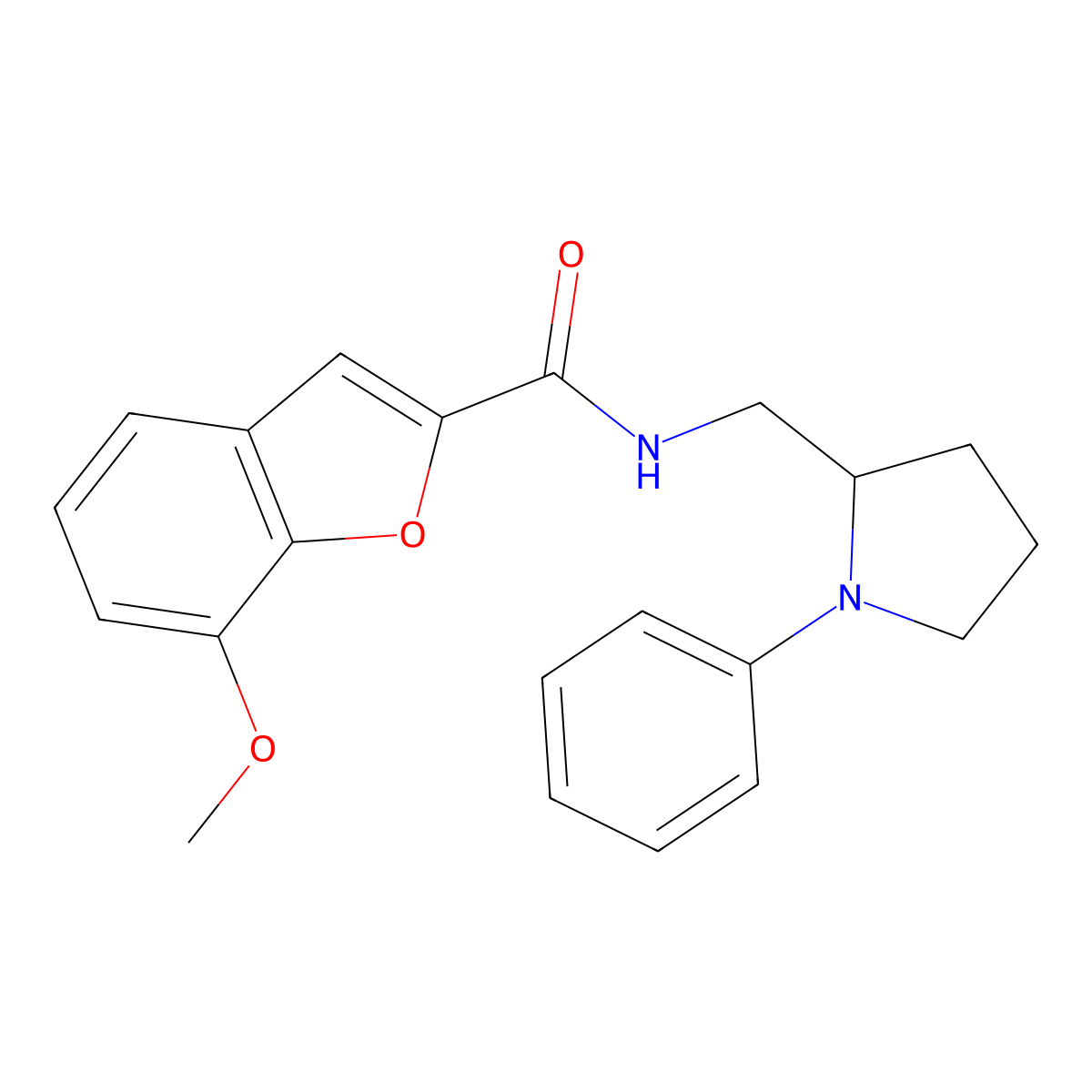 7-methoxy-N-((1-phenylpyrrolidin-2-yl)methyl)benzofuran-2-carboxamide molecular structure, CAS 1797899-07-0