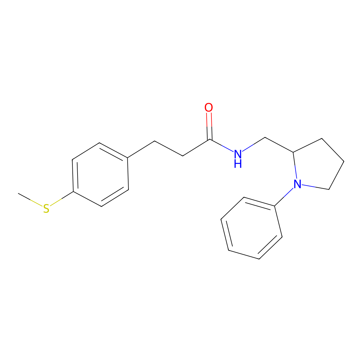 3-(4-(methylthio)phenyl)-N-((1-phenylpyrrolidin-2-yl)methyl)propanamide molecular structure, CAS 1797899-22-9