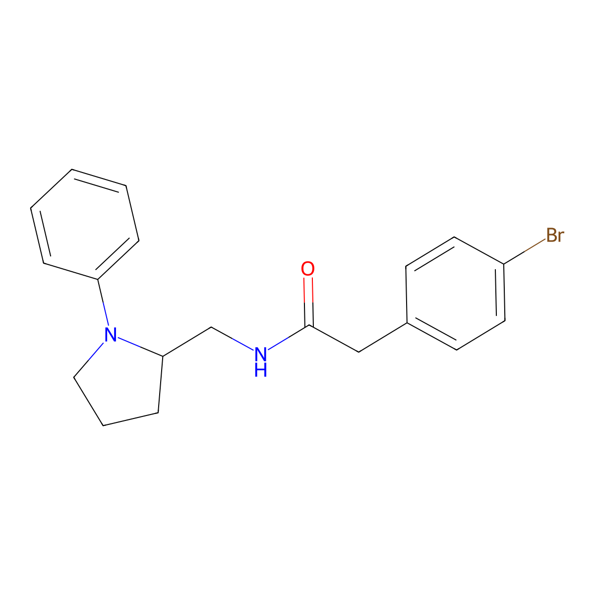 2-(4-bromophenyl)-N-[(1-phenylpyrrolidin-2-yl)methyl]acetamide molecular structure, CAS 1797899-47-8