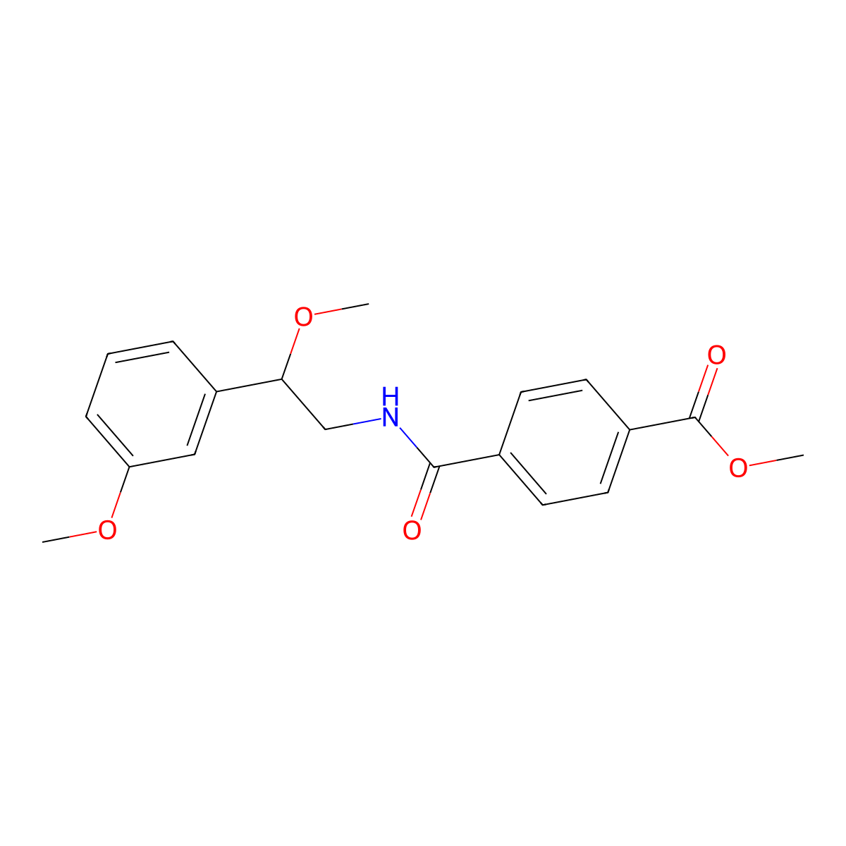 Methyl 4-((2-methoxy-2-(3-methoxyphenyl)ethyl)carbamoyl)benzoate molecular structure, CAS 1797899-51-4