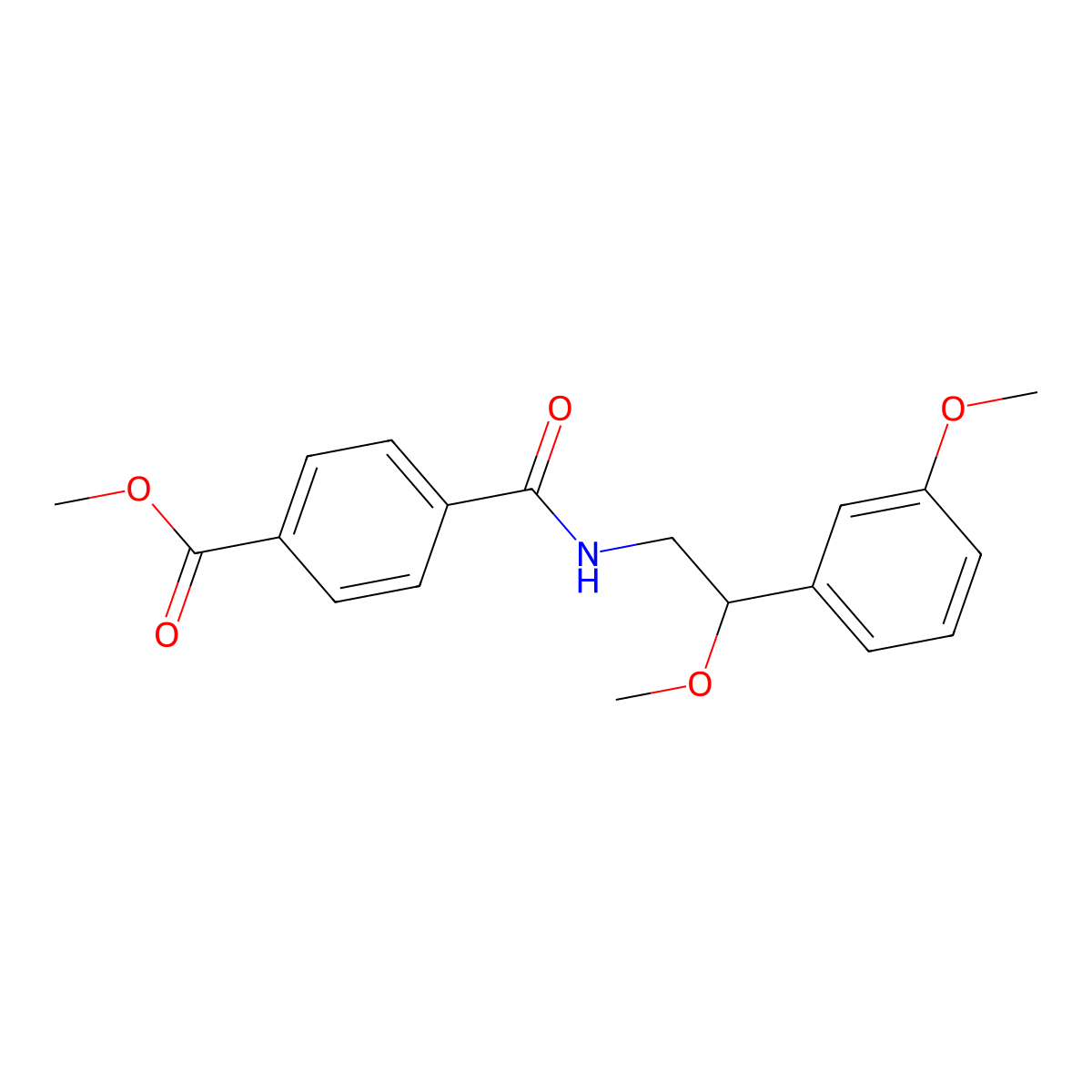 Methyl 4-((2-methoxy-2-(3-methoxyphenyl)ethyl)carbamoyl)benzoate molecular structure, CAS 1797899-51-4