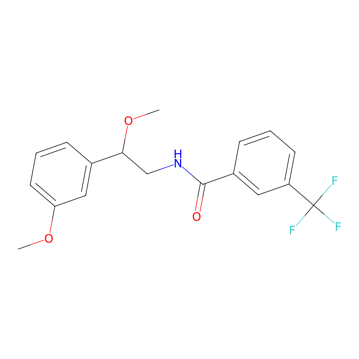 N-[2-methoxy-2-(3-methoxyphenyl)ethyl]-3-(trifluoromethyl)benzamide molecular structure, CAS 1797899-56-9