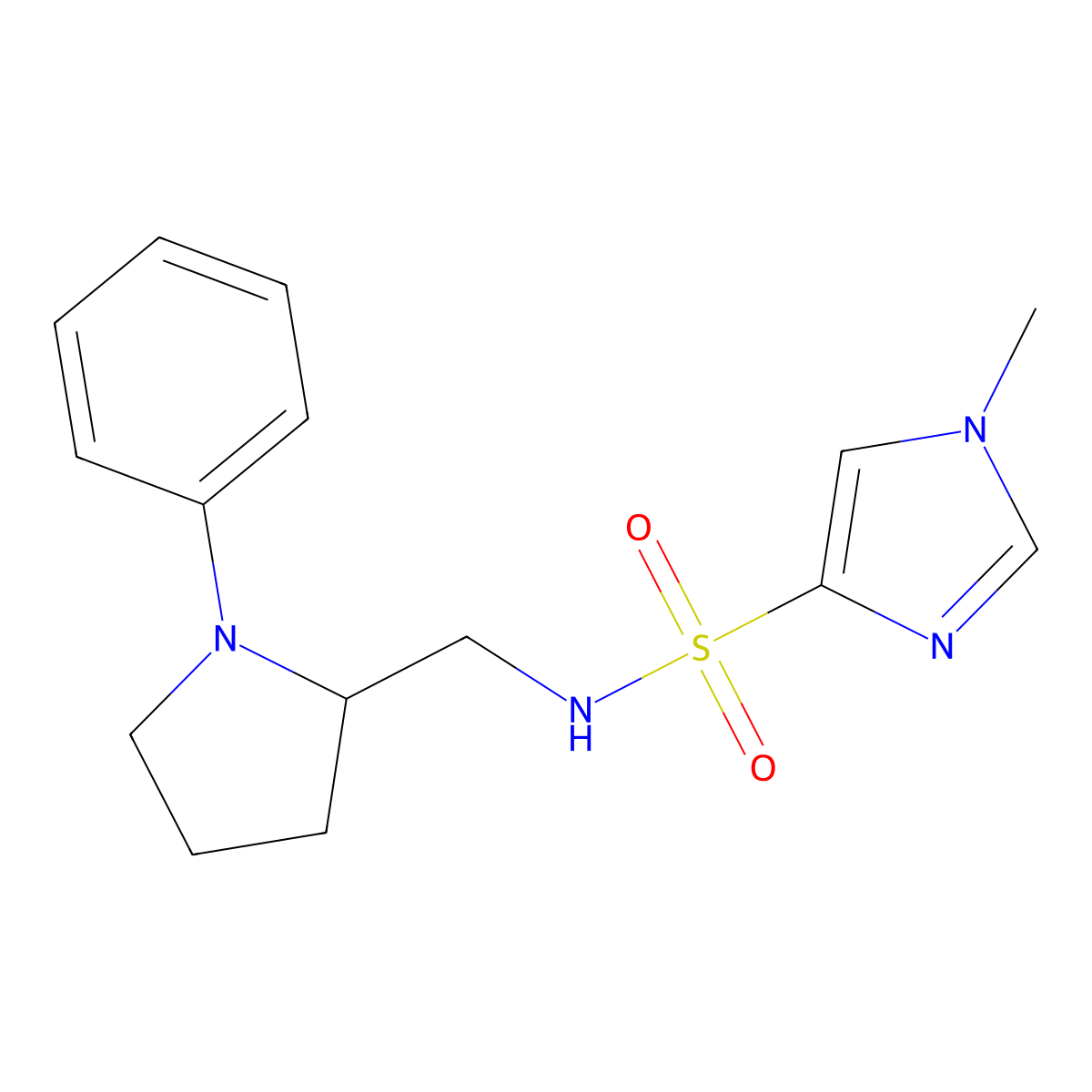 1-methyl-N-[(1-phenylpyrrolidin-2-yl)methyl]-1H-imidazole-4-sulfonamide molecular structure, CAS 1797899-67-2
