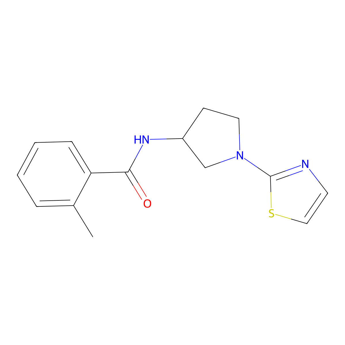 2-Methyl-N-[1-(1,3-thiazol-2-yl)pyrrolidin-3-yl]benzamide molecular structure, CAS 1797900-23-2