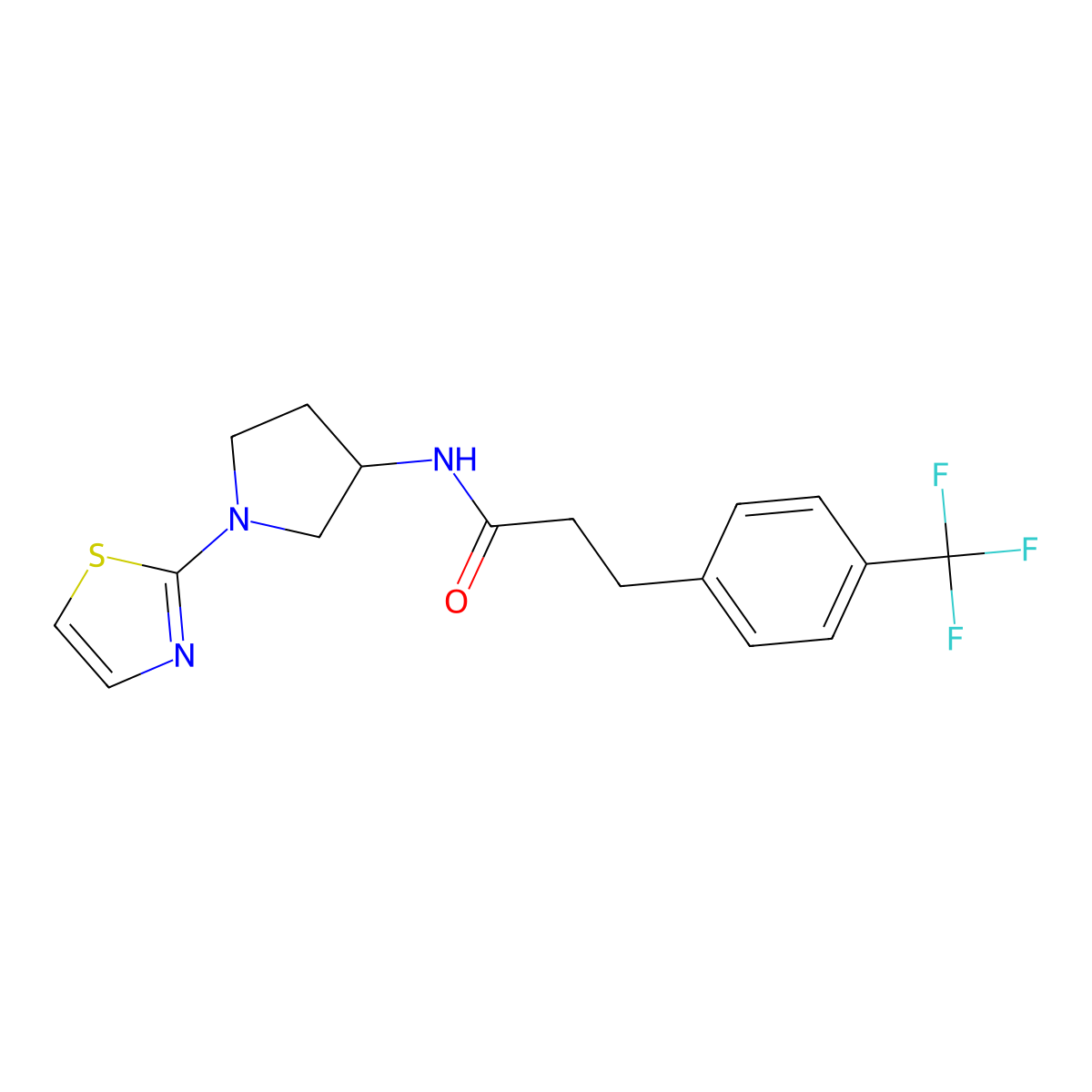 N-[1-(1,3-Thiazol-2-yl)pyrrolidin-3-yl]-3-[4-(trifluoromethyl)phenyl]propanamide molecular structure, CAS 1797900-52-7