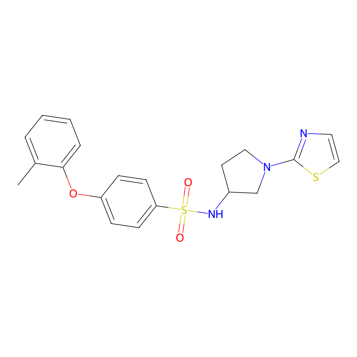 N-(1-(thiazol-2-yl)pyrrolidin-3-yl)-4-(o-tolyloxy)benzenesulfonamide molecular structure, CAS 1797900-70-9