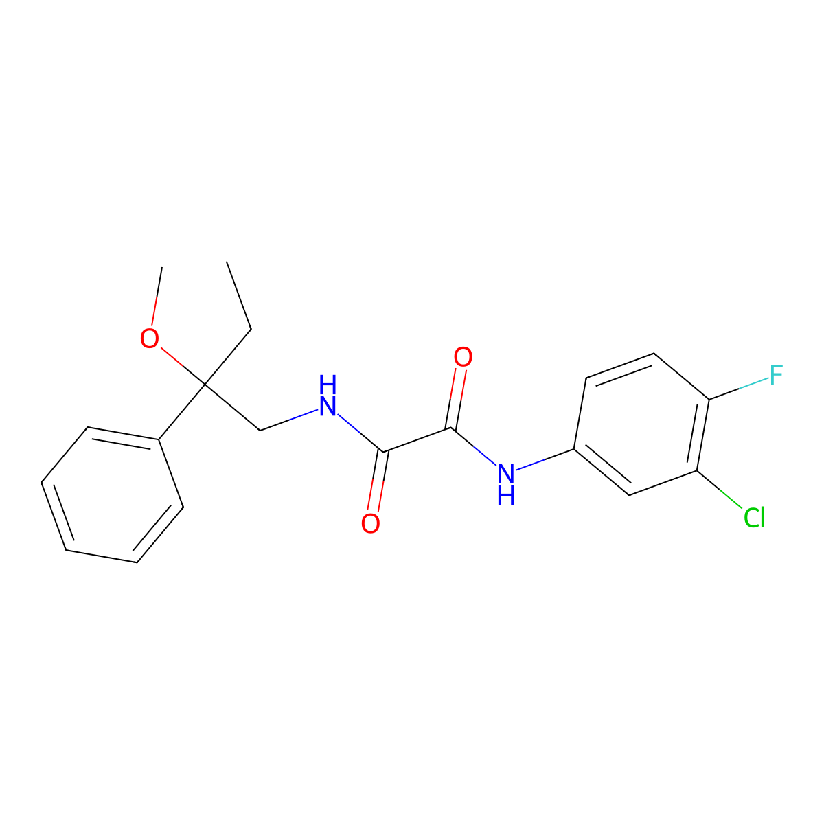 N1-(3-chloro-4-fluorophenyl)-N2-(2-methoxy-2-phenylbutyl)oxalamide molecular structure, CAS 1797900-81-2