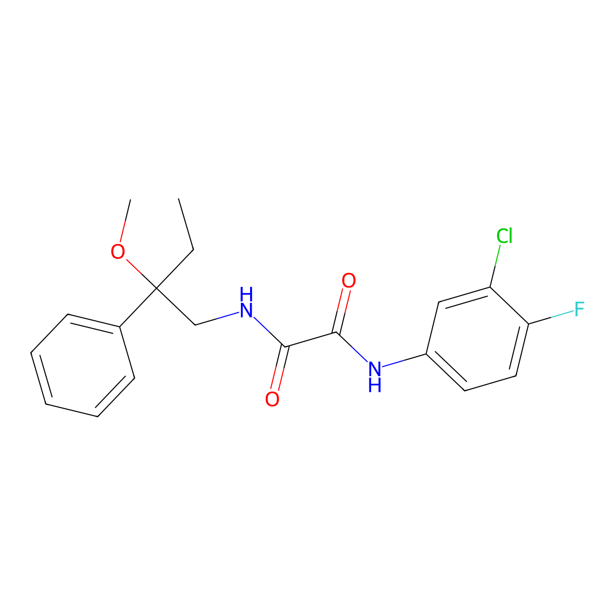 N1-(3-chloro-4-fluorophenyl)-N2-(2-methoxy-2-phenylbutyl)oxalamide molecular structure, CAS 1797900-81-2