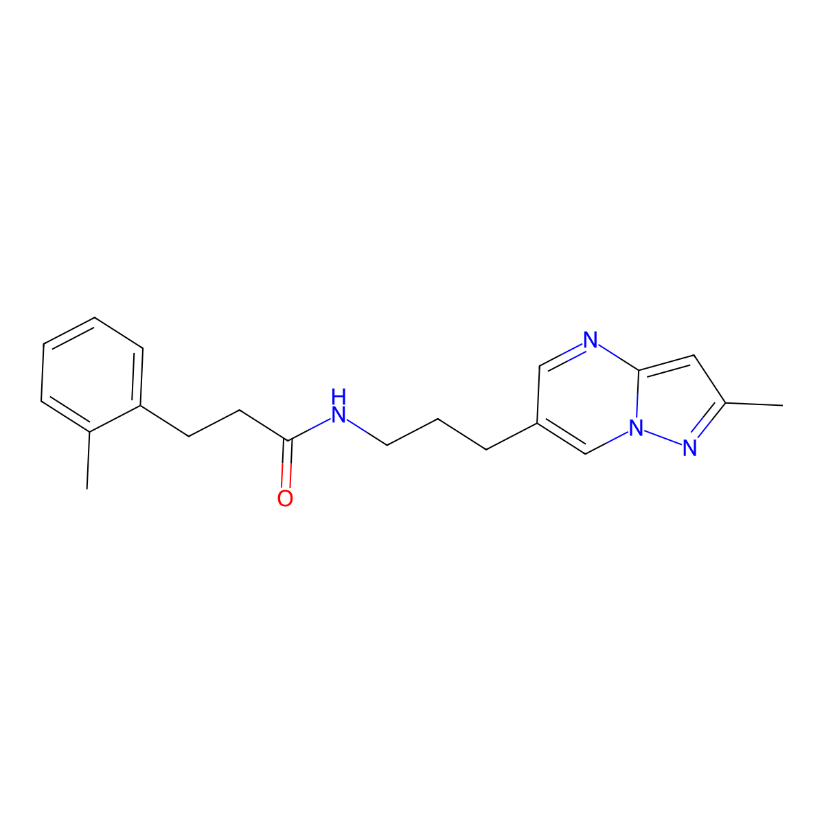 N-(3-(2-methylpyrazolo[1,5-a]pyrimidin-6-yl)propyl)-3-(o-tolyl)propanamide molecular structure, CAS 1797901-27-9