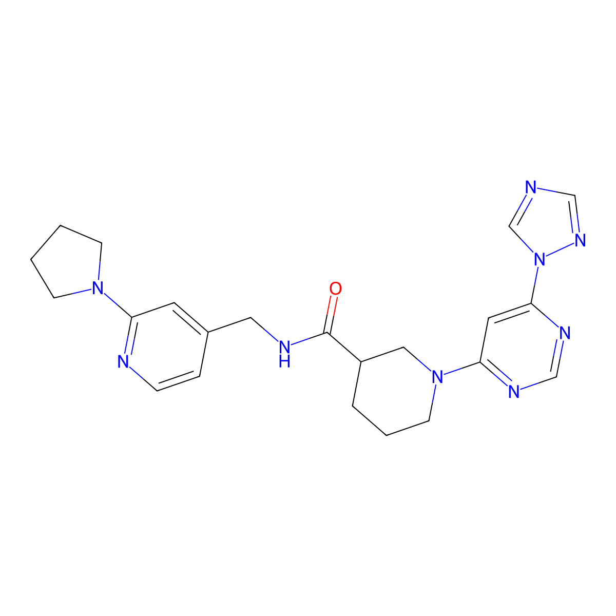 N-{[2-(pyrrolidin-1-yl)pyridin-4-yl]methyl}-1-[6-(1H-1,2,4-triazol-1-yl)pyrimidin-4-yl]piperidine-3-carboxamide molecular structure, CAS 1797902-62-5