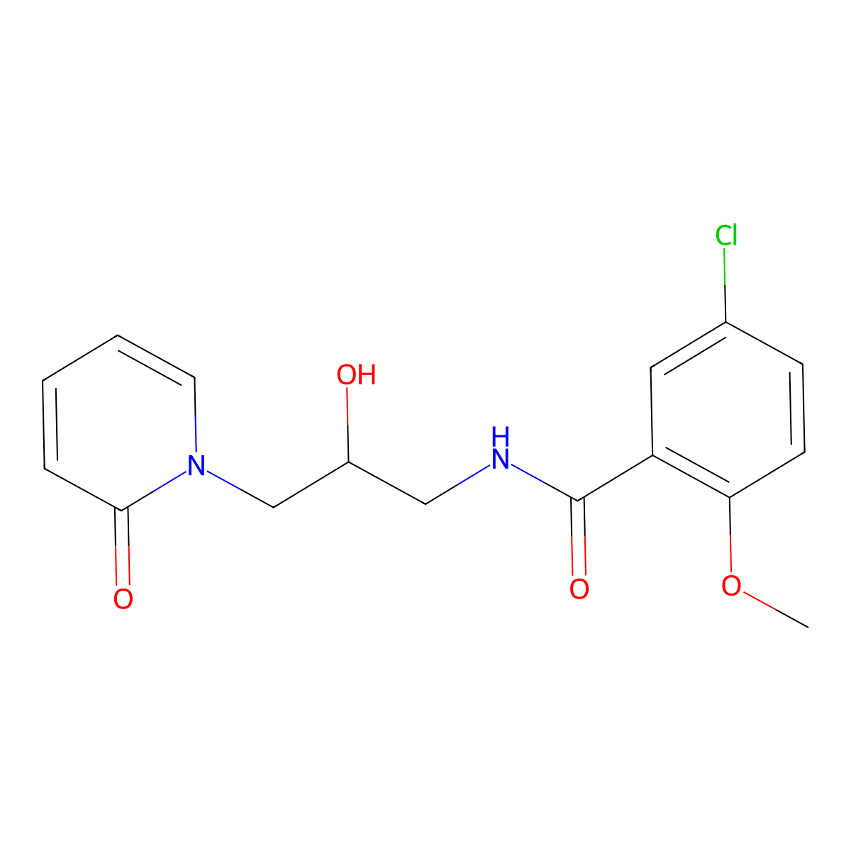 5-chloro-N-(2-hydroxy-3-(2-oxopyridin-1(2H)-yl)propyl)-2-methoxybenzamide molecular structure, CAS 1797902-81-8