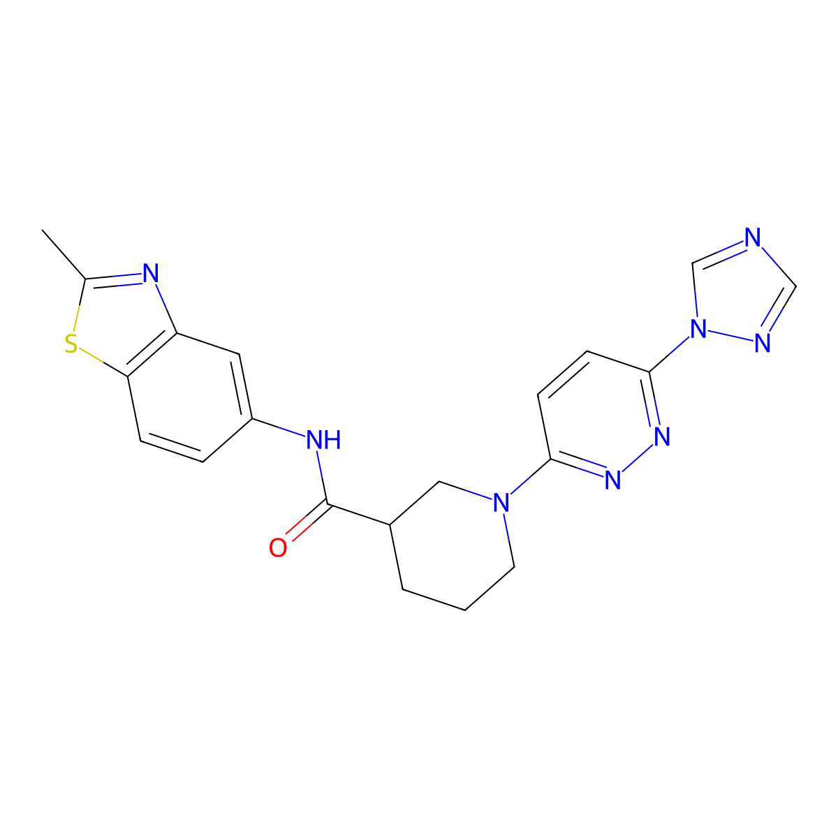 1-(6-(1H-1,2,4-triazol-1-yl)pyridazin-3-yl)-N-(2-methylbenzo[d]thiazol-5-yl)piperidine-3-carboxamide molecular structure, CAS 1797902-85-2