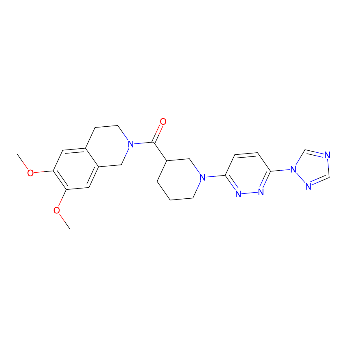 (1-(6-(1H-1,2,4-triazol-1-yl)pyridazin-3-yl)piperidin-3-yl)(6,7-dimethoxy-3,4-dihydroisoquinolin-2(1H)-yl)methanone molecular structure, CAS 1797902-88-5