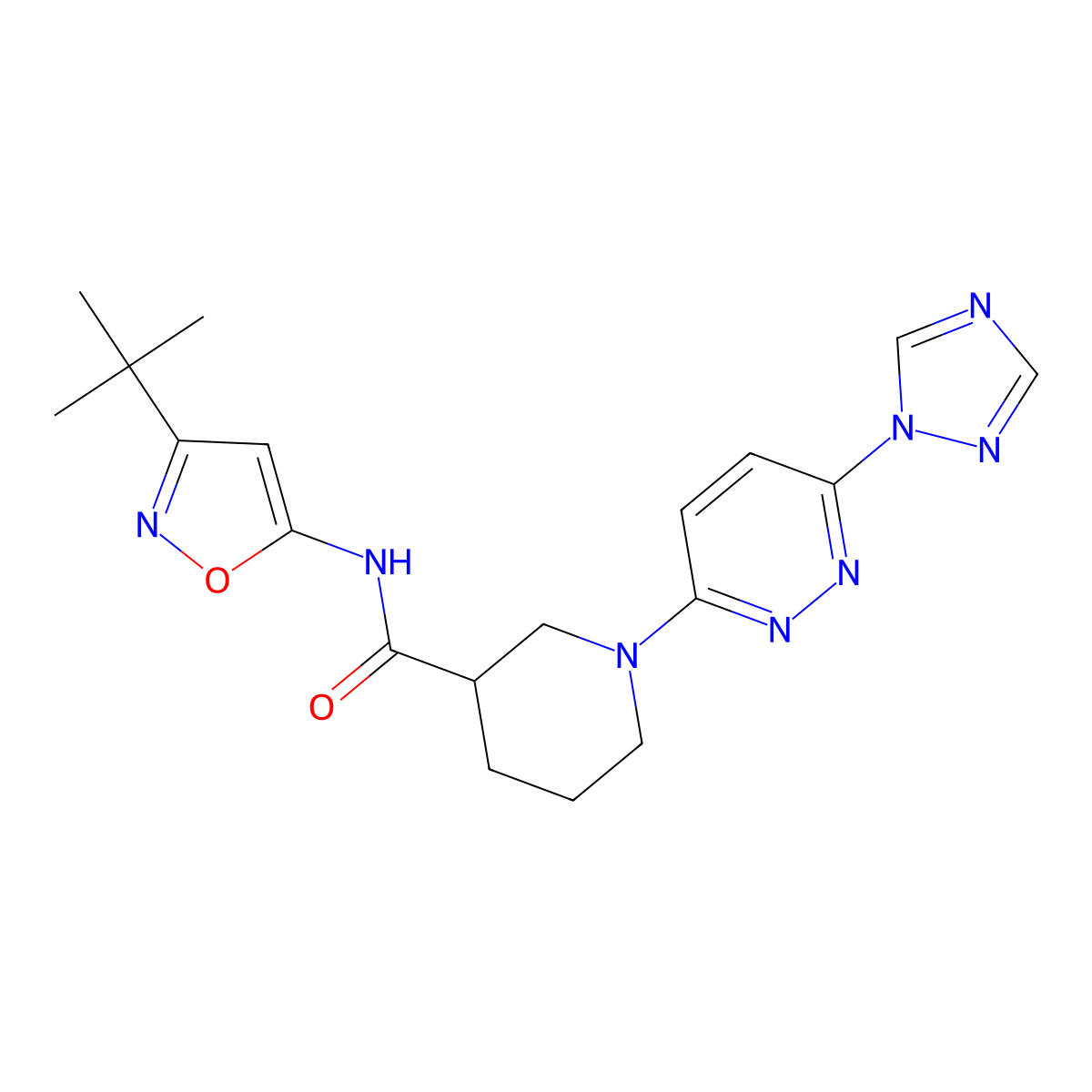 1-(6-(1H-1,2,4-triazol-1-yl)pyridazin-3-yl)-N-(3-(tert-butyl)isoxazol-5-yl)piperidine-3-carboxamide molecular structure, CAS 1797902-95-4