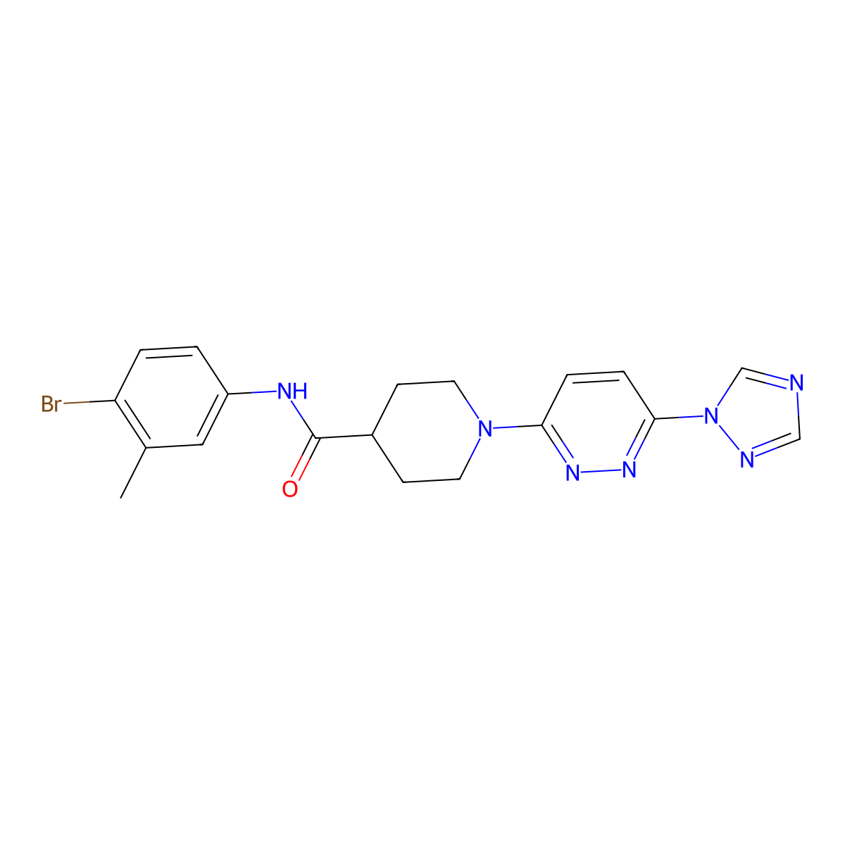 1-(6-(1H-1,2,4-triazol-1-yl)pyridazin-3-yl)-N-(4-bromo-3-methylphenyl)piperidine-4-carboxamide molecular structure, CAS 1797903-03-7