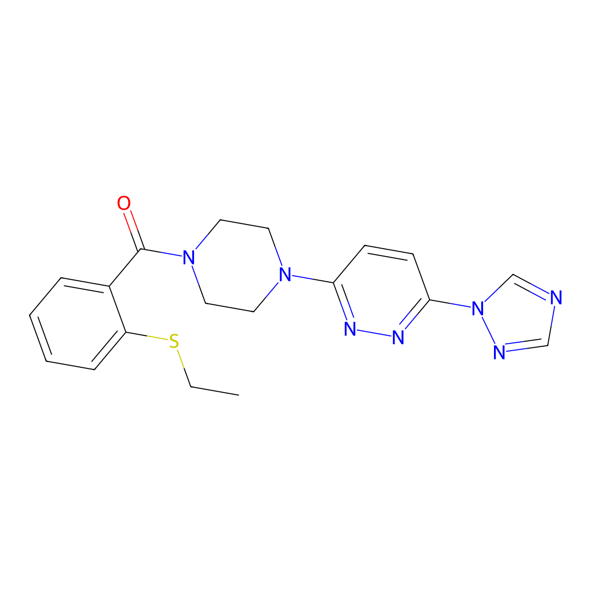 (4-(6-(1H-1,2,4-triazol-1-yl)pyridazin-3-yl)piperazin-1-yl)(2-(ethylthio)phenyl)methanone molecular structure, CAS 1797903-25-3