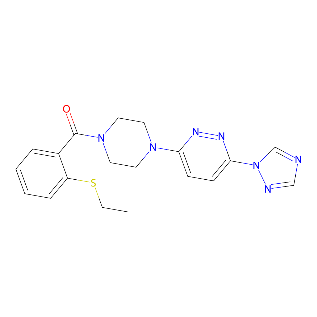 (4-(6-(1H-1,2,4-triazol-1-yl)pyridazin-3-yl)piperazin-1-yl)(2-(ethylthio)phenyl)methanone molecular structure, CAS 1797903-25-3