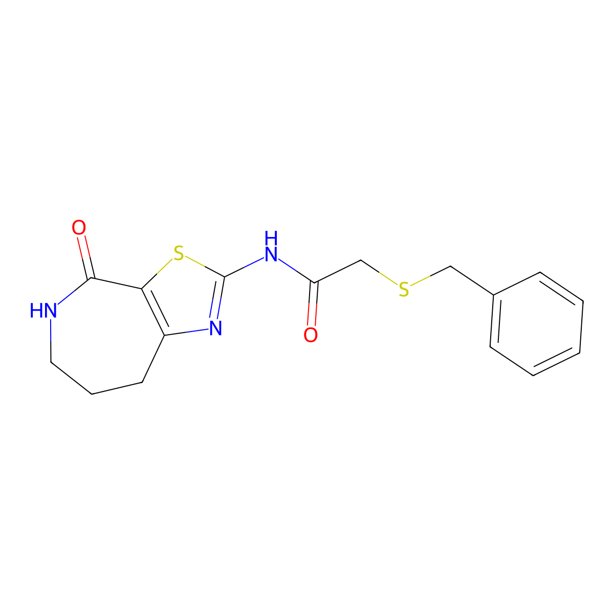 2-(benzylthio)-N-(4-oxo-5,6,7,8-tetrahydro-4H-thiazolo[5,4-c]azepin-2-yl)acetamide molecular structure, CAS 1797903-27-5