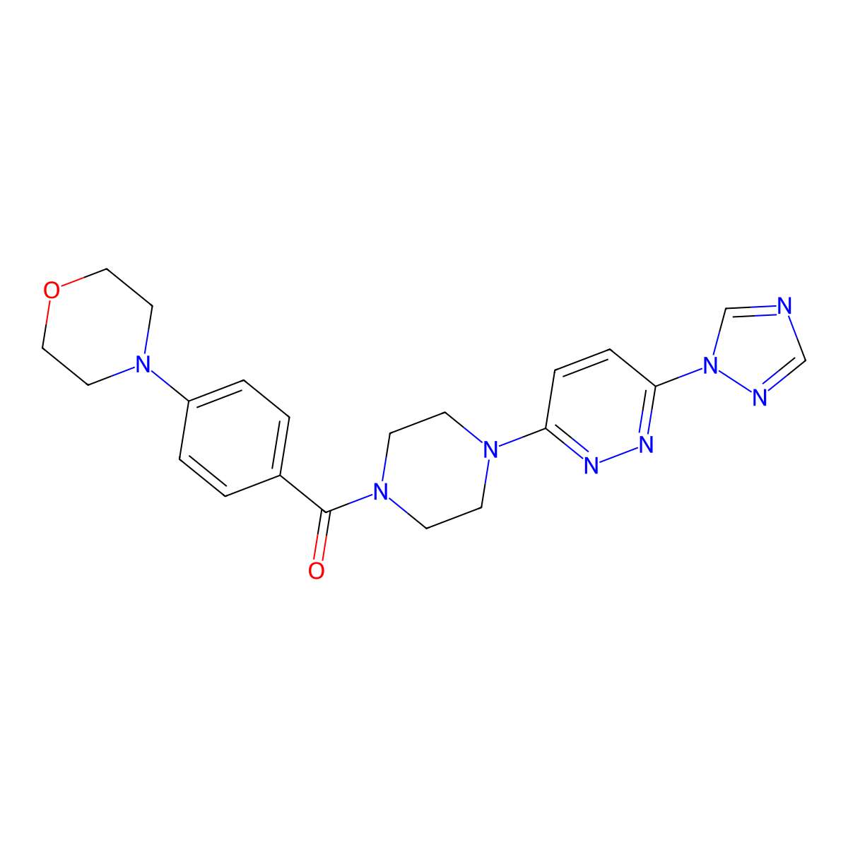 (4-(6-(1H-1,2,4-triazol-1-yl)pyridazin-3-yl)piperazin-1-yl)(4-morpholinophenyl)methanone molecular structure, CAS 1797903-31-1