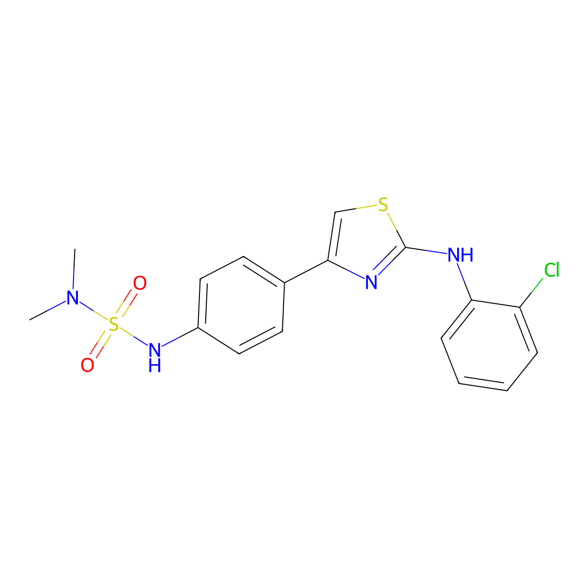 N-(2-chlorophenyl)-4-{4-[(dimethylsulfamoyl)amino]phenyl}-1,3-thiazol-2-amine molecular structure, CAS 1797903-37-7