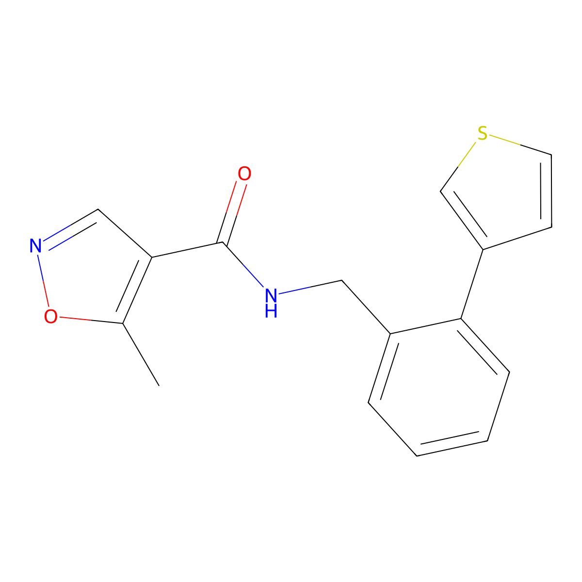 5-methyl-N-(2-(thiophen-3-yl)benzyl)isoxazole-4-carboxamide molecular structure, CAS 1797903-41-3
