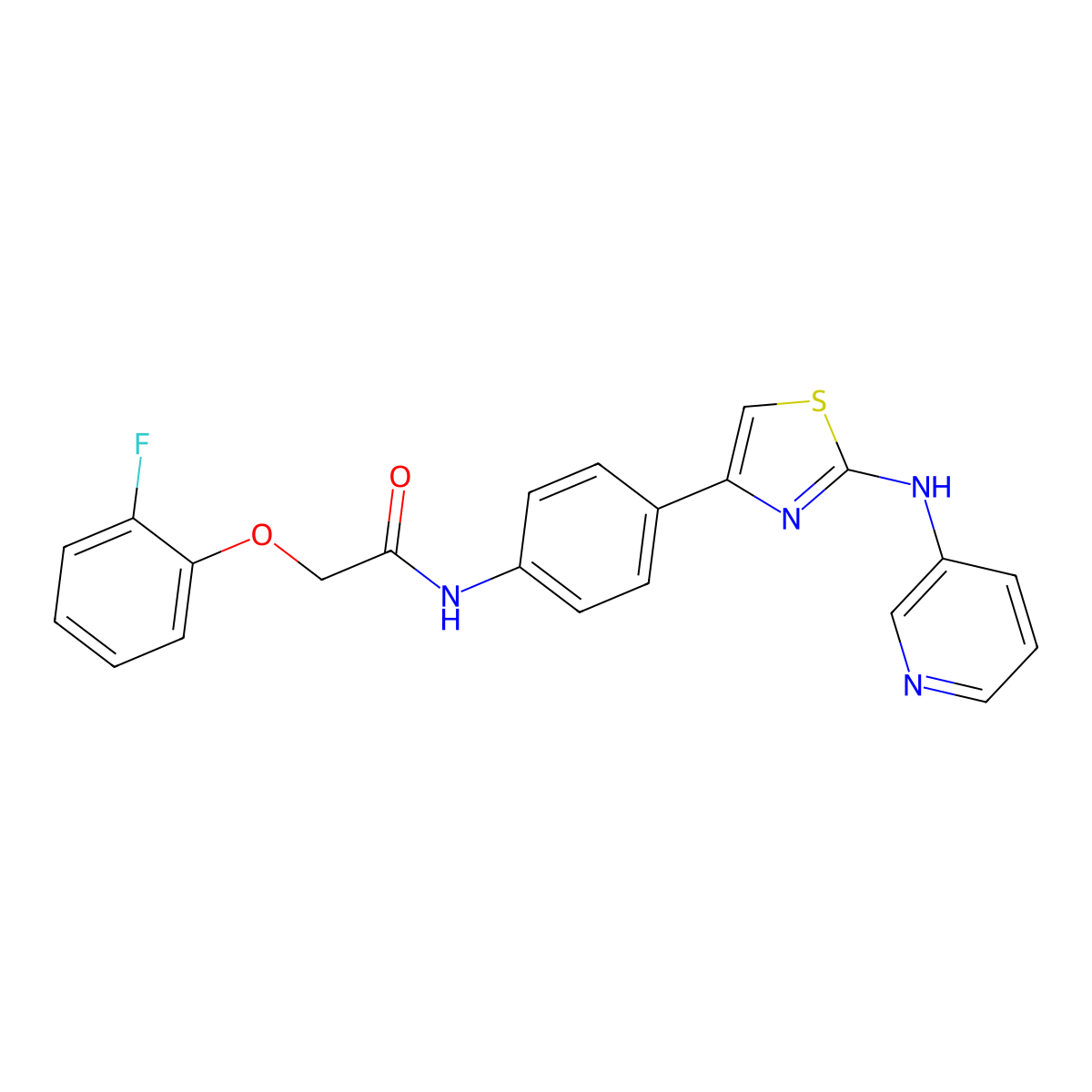 2-(2-fluorophenoxy)-N-(4-(2-(pyridin-3-ylamino)thiazol-4-yl)phenyl)acetamide molecular structure, CAS 1797903-48-0