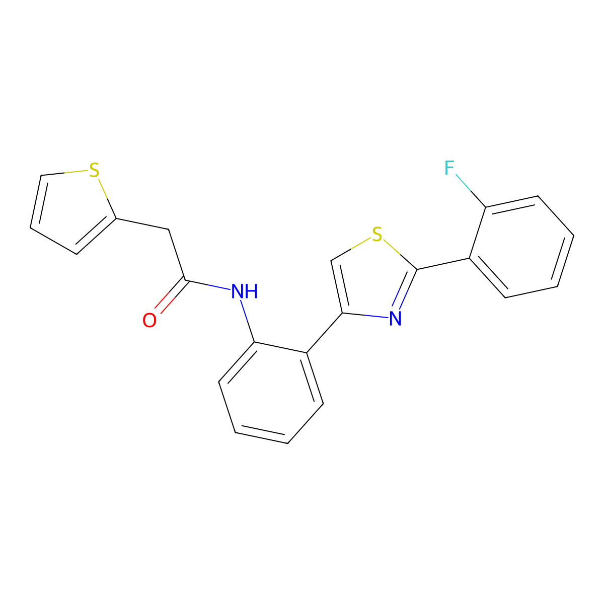 N-(2-(2-(2-fluorophenyl)thiazol-4-yl)phenyl)-2-(thiophen-2-yl)acetamide molecular structure, CAS 1797904-09-6