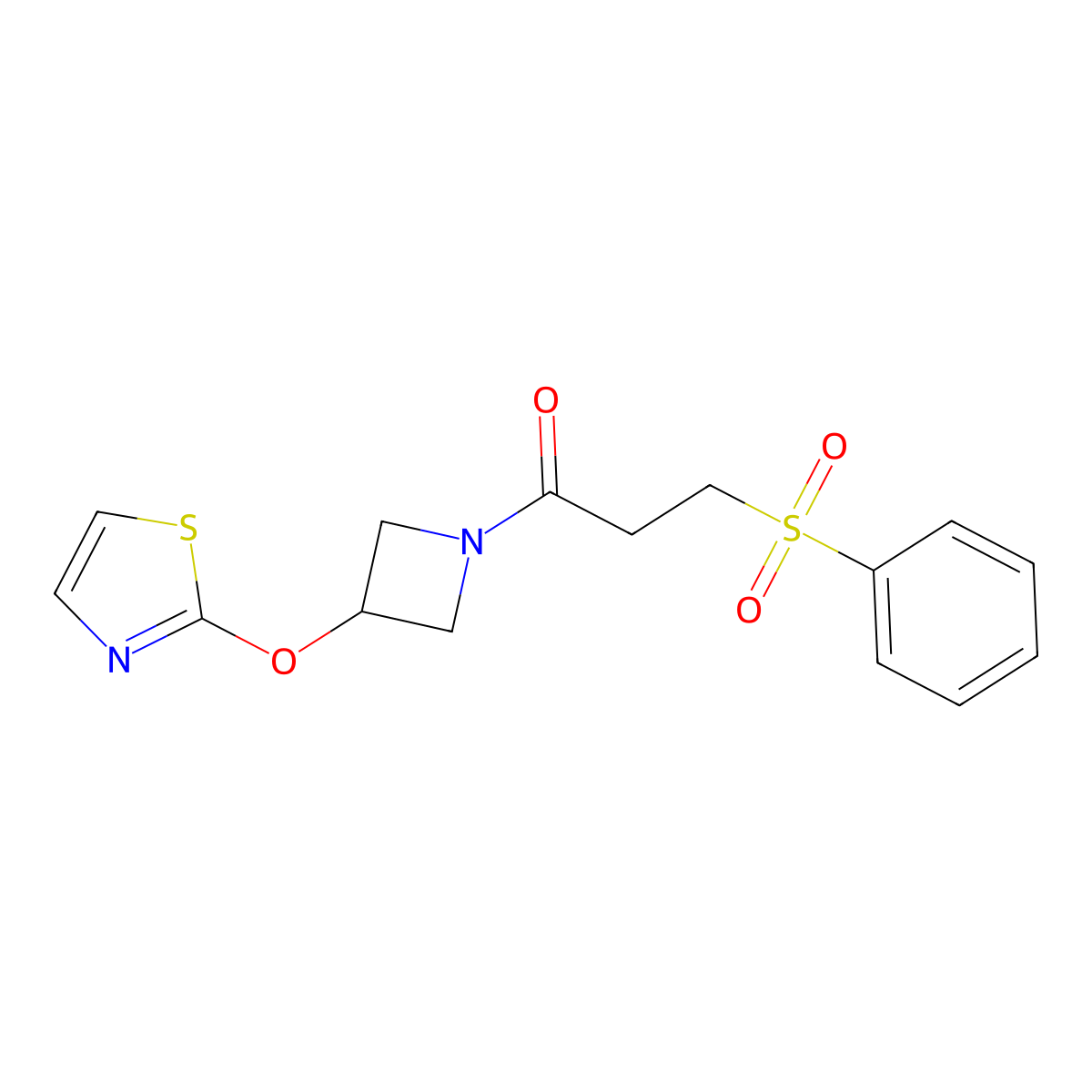 3-(Phenylsulfonyl)-1-(3-(thiazol-2-yloxy)azetidin-1-yl)propan-1-one molecular structure, CAS 1797904-94-9