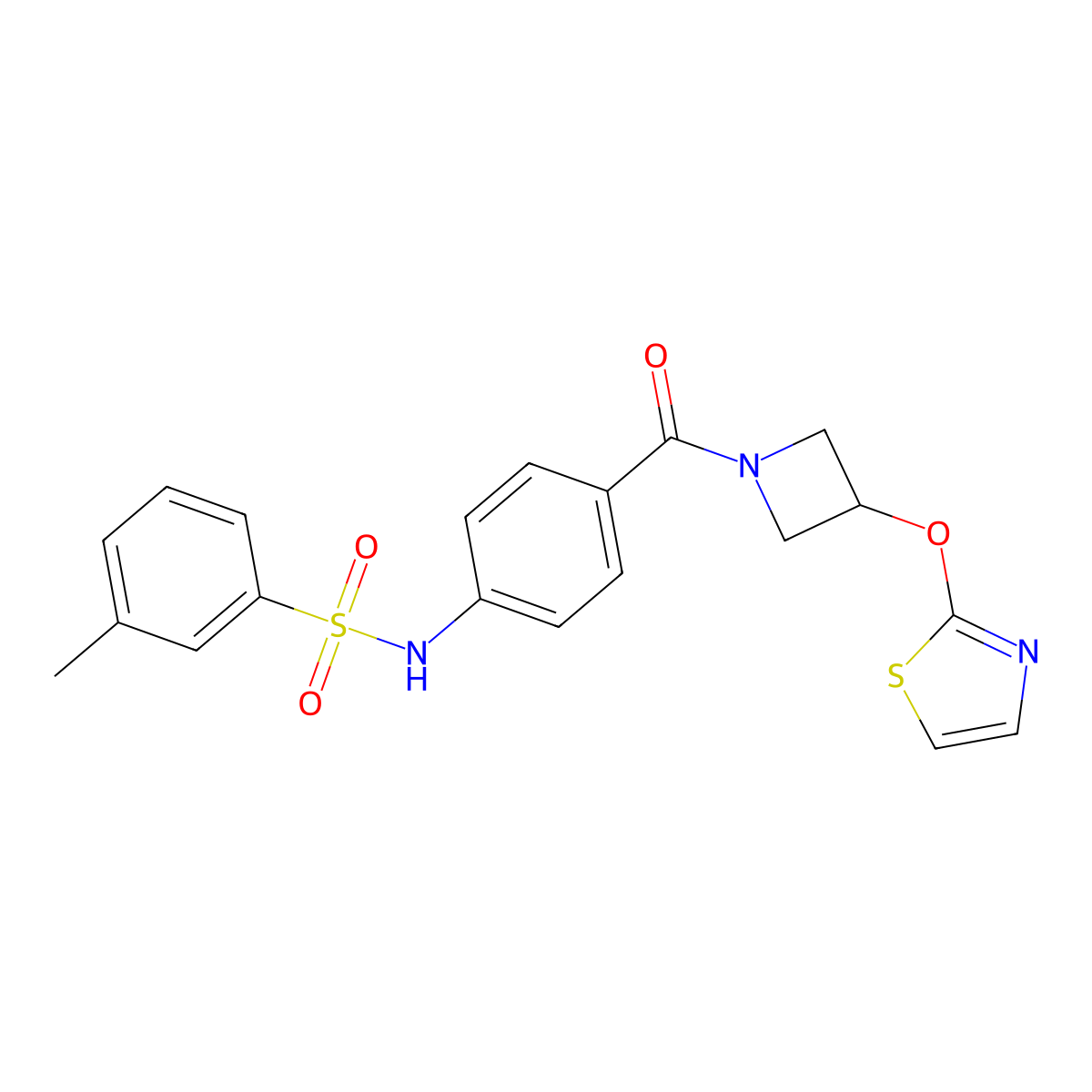 3-methyl-N-(4-(3-(thiazol-2-yloxy)azetidine-1-carbonyl)phenyl)benzenesulfonamide molecular structure, CAS 1797905-02-2