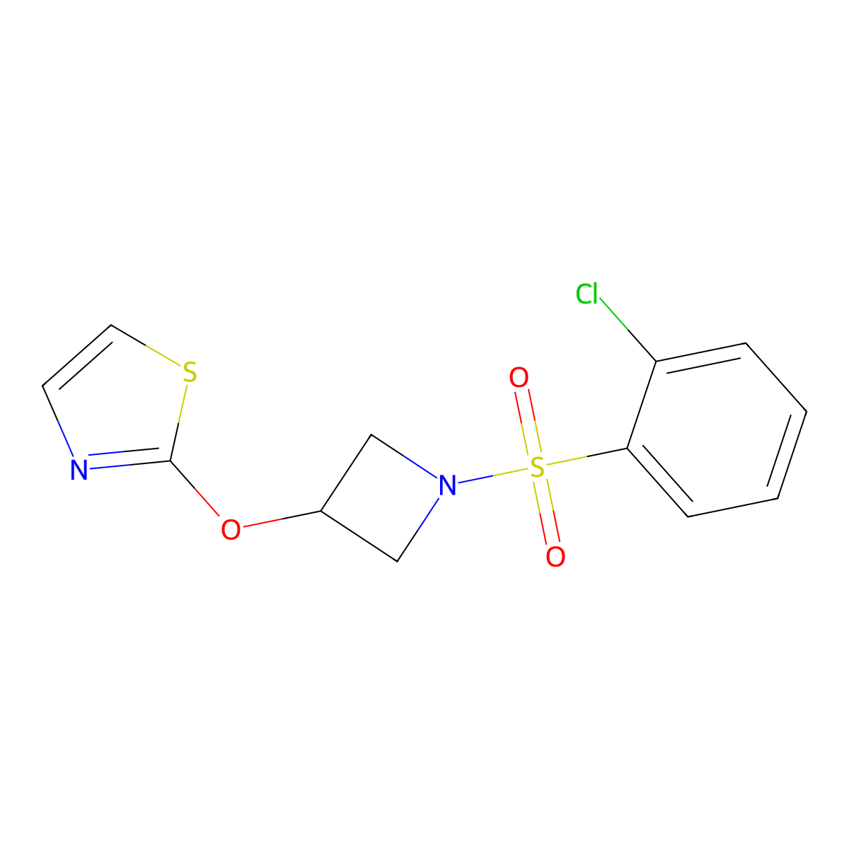 2-((1-((2-Chlorophenyl)sulfonyl)azetidin-3-yl)oxy)thiazole molecular structure, CAS 1797905-36-2