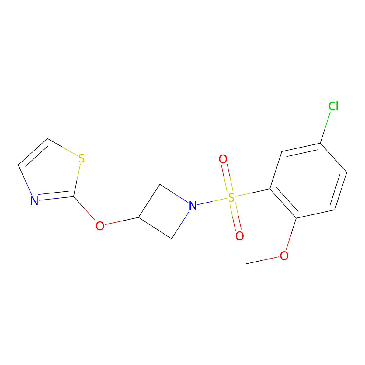 2-((1-((5-Chloro-2-methoxyphenyl)sulfonyl)azetidin-3-yl)oxy)thiazole molecular structure, CAS 1797905-41-9