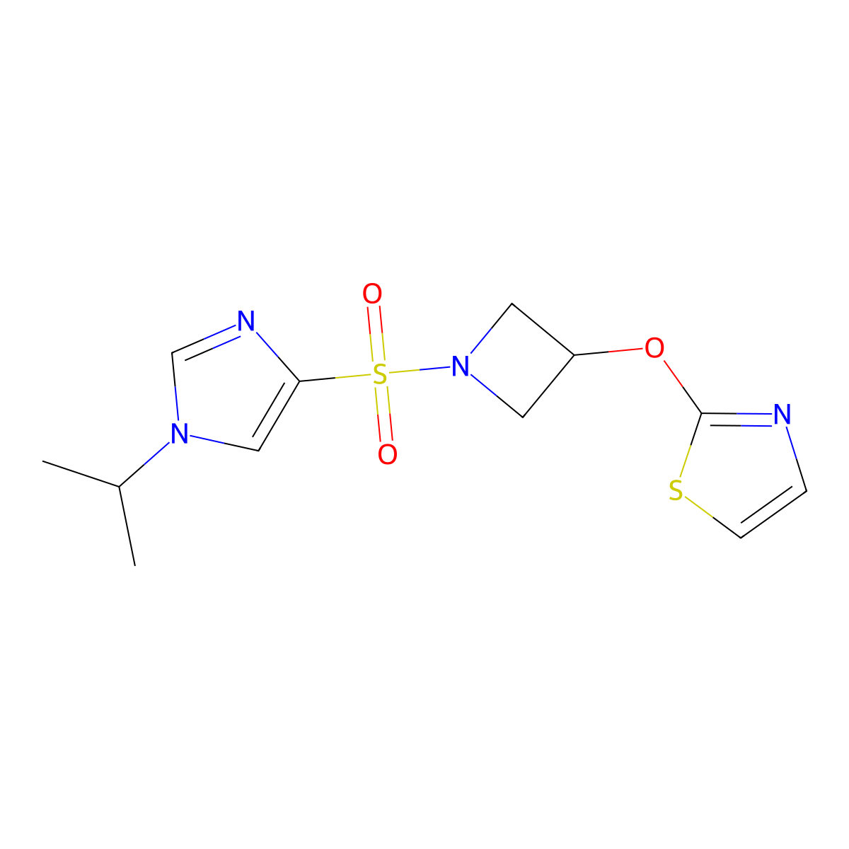 2-((1-((1-isopropyl-1H-imidazol-4-yl)sulfonyl)azetidin-3-yl)oxy)thiazole molecular structure, CAS 1797905-47-5