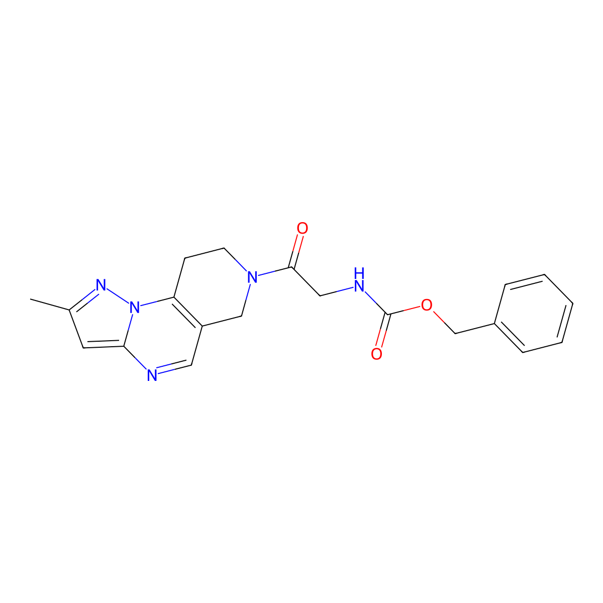 benzyl (2-(2-methyl-8,9-dihydropyrazolo[1,5-a]pyrido[3,4-e]pyrimidin-7(6H)-yl)-2-oxoethyl)carbamate molecular structure, CAS 1797905-79-3