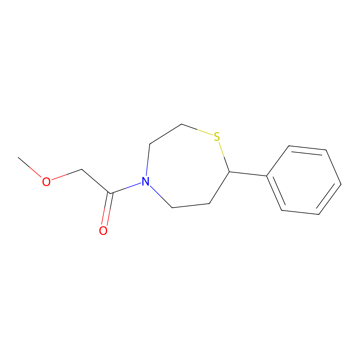 2-Methoxy-1-(7-phenyl-1,4-thiazepan-4-yl)ethan-1-one molecular structure, CAS 1797906-60-5