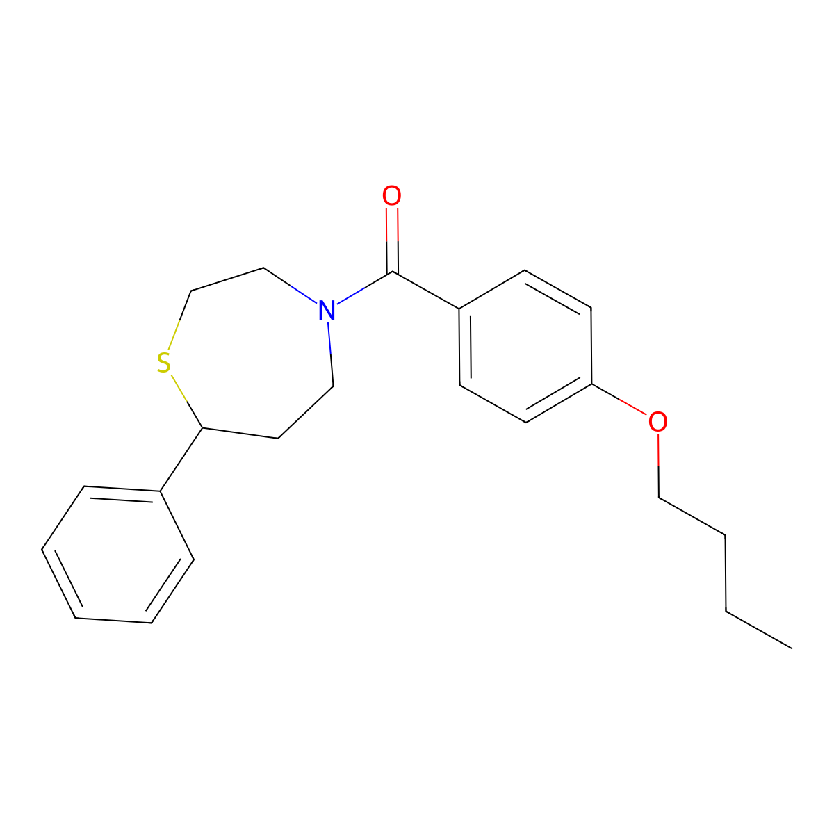 (4-Butoxyphenyl)(7-phenyl-1,4-thiazepan-4-yl)methanone molecular structure, CAS 1797906-64-9
