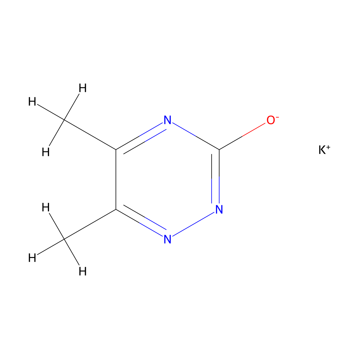 Potassium dimethyl-1,2,4-triazin-3-olate molecular structure, CAS 1797915-56-0
