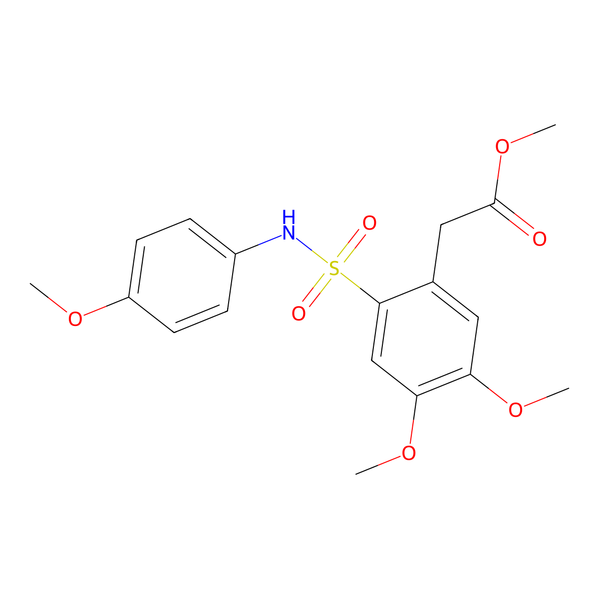 Methyl 2-[4,5-dimethoxy-2-[(4-methoxyphenyl)sulfamoyl]phenyl]acetate molecular structure, CAS 1797917-60-2