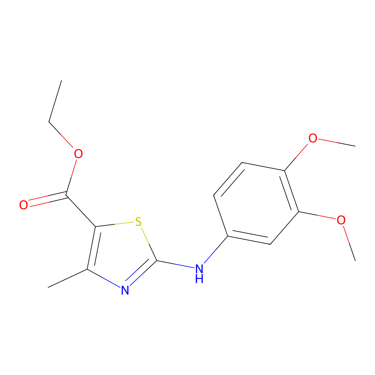 Ethyl 2-[(3,4-dimethoxyphenyl)amino]-4-methyl-1,3-thiazole-5-carboxylate molecular structure, CAS 1797917-76-0