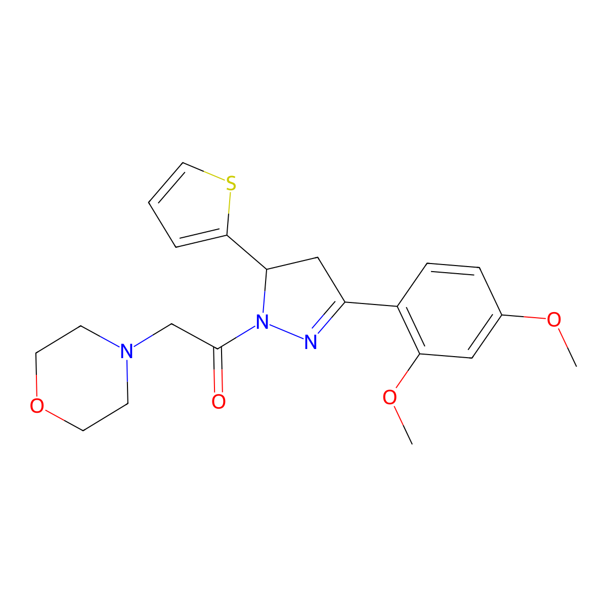 1-(3-(2,4-dimethoxyphenyl)-5-(thiophen-2-yl)-4,5-dihydro-1H-pyrazol-1-yl)-2-morpholinoethanone molecular structure, CAS 1797917-93-1
