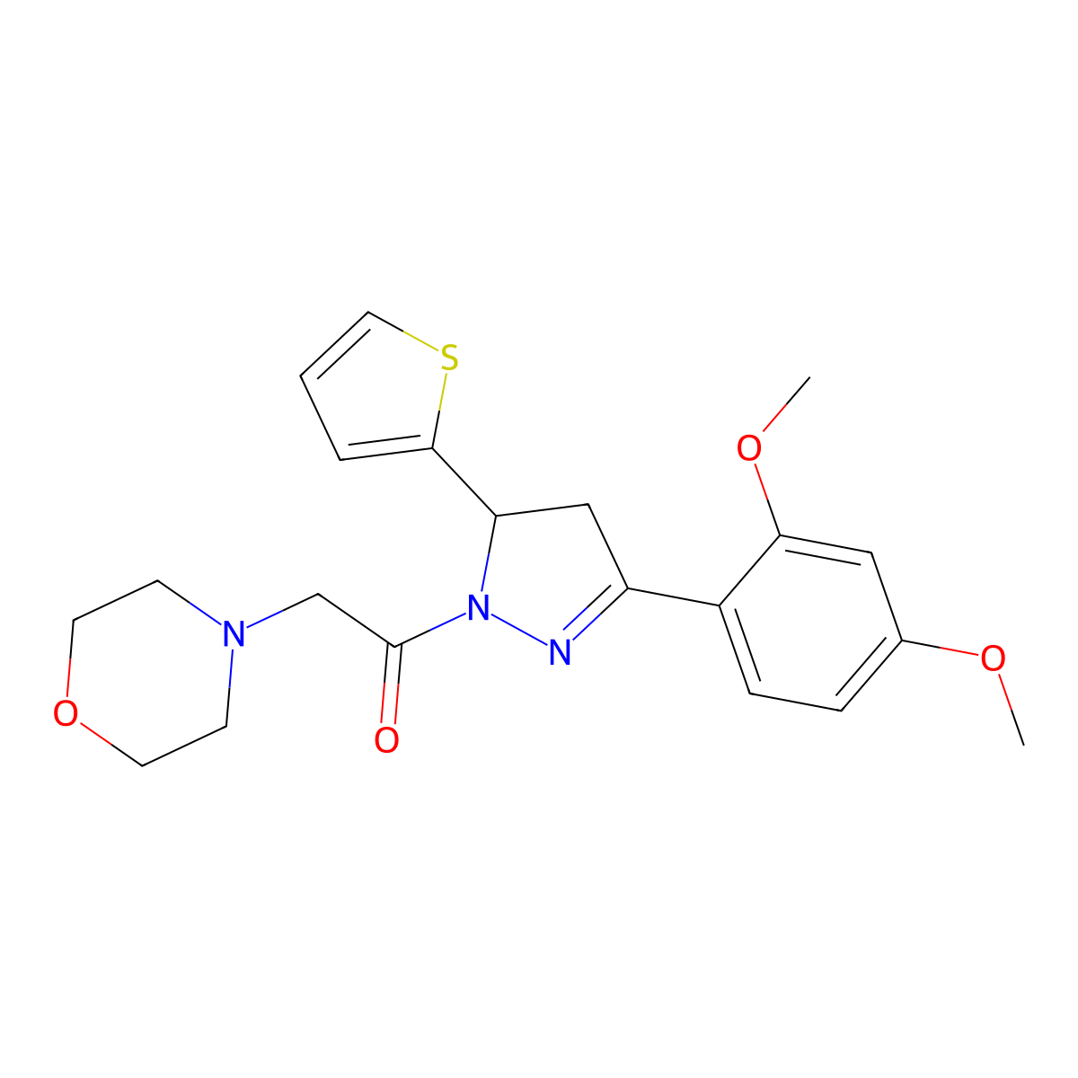 1-(3-(2,4-dimethoxyphenyl)-5-(thiophen-2-yl)-4,5-dihydro-1H-pyrazol-1-yl)-2-morpholinoethanone molecular structure, CAS 1797917-93-1