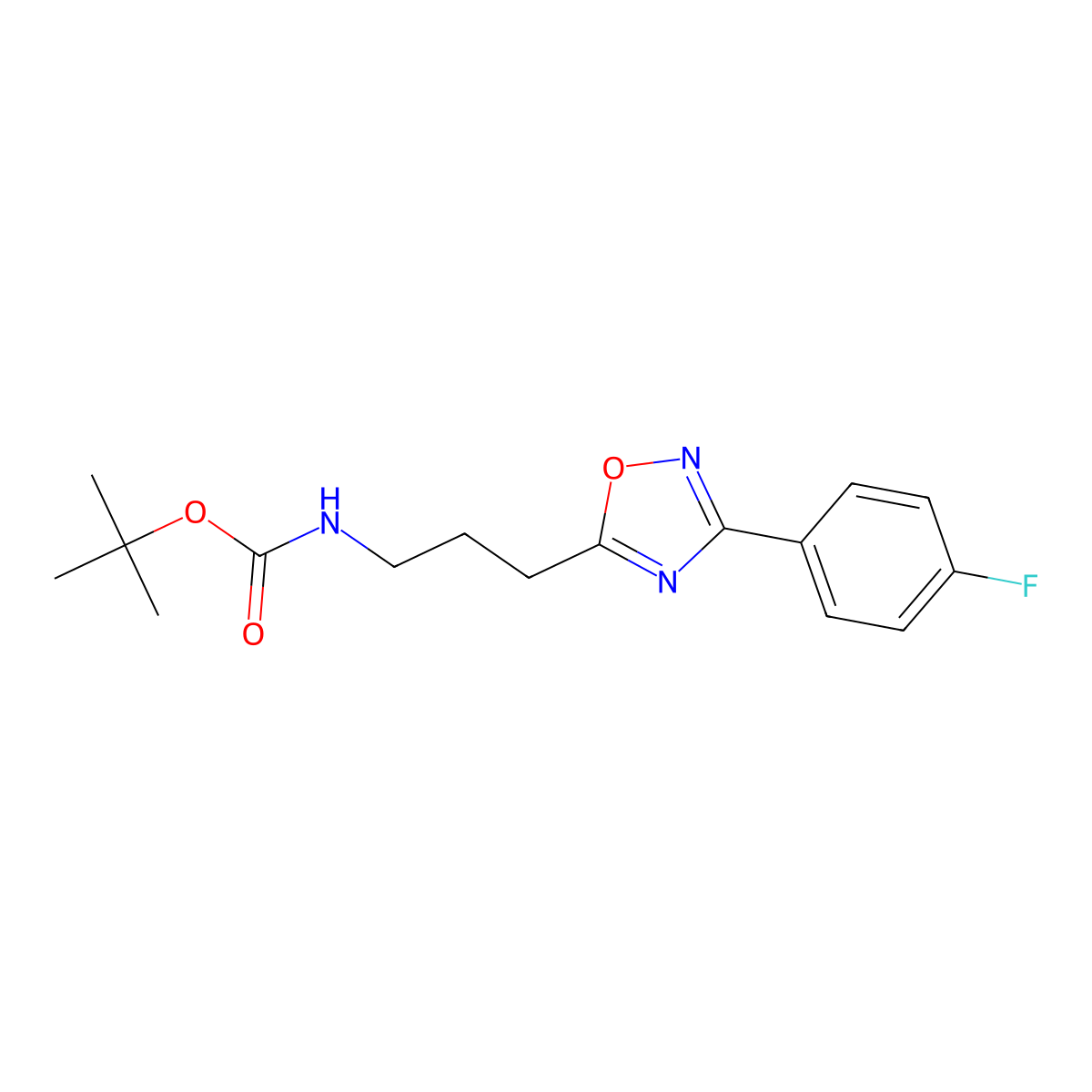 tert-butyl N-{3-[3-(4-fluorophenyl)-1,2,4-oxadiazol-5-yl]propyl}carbamate molecular structure, CAS 1797919-86-8