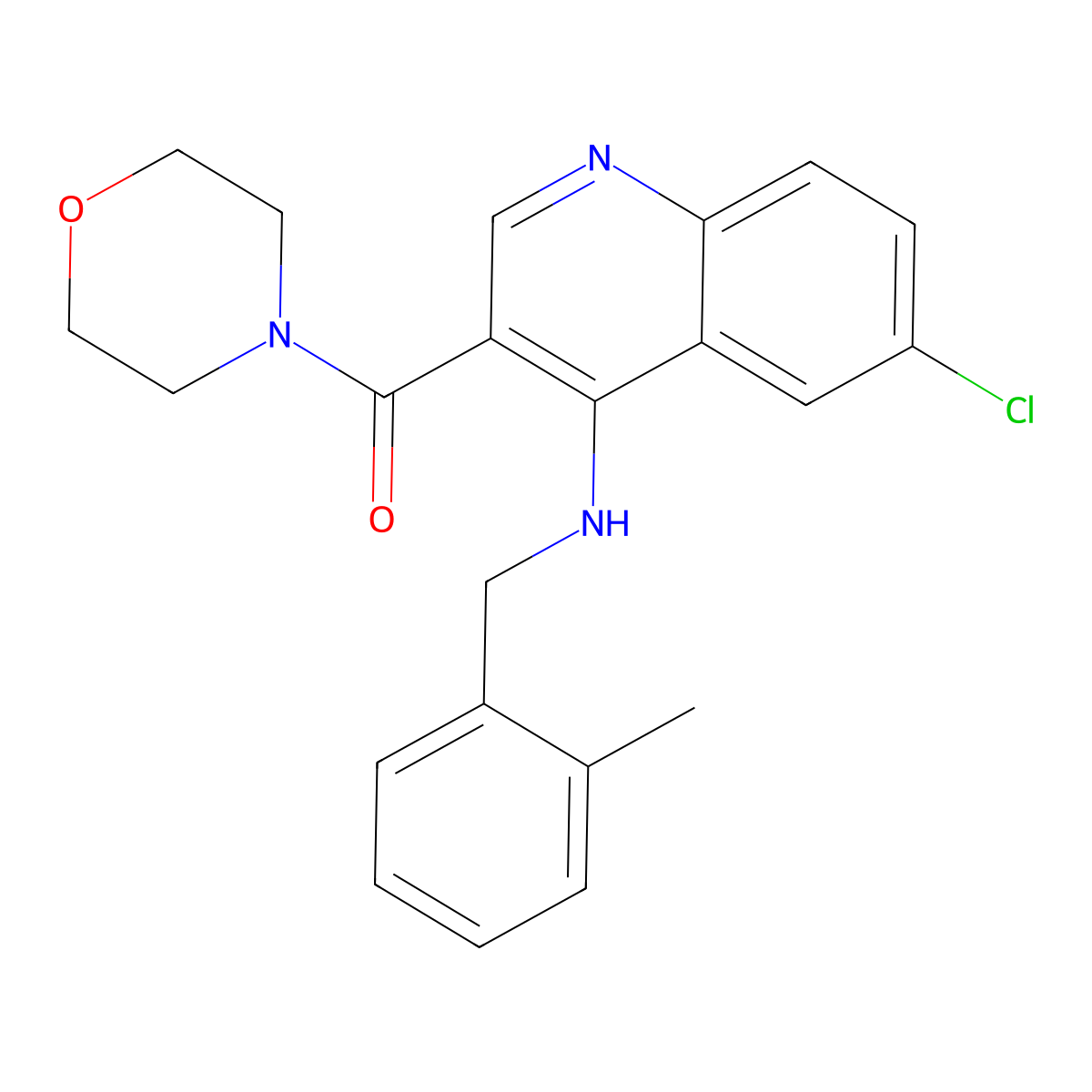 {6-Chloro-4-[(2-methylbenzyl)amino]quinolin-3-yl}(morpholin-4-yl)methanone molecular structure, CAS 1797928-79-0