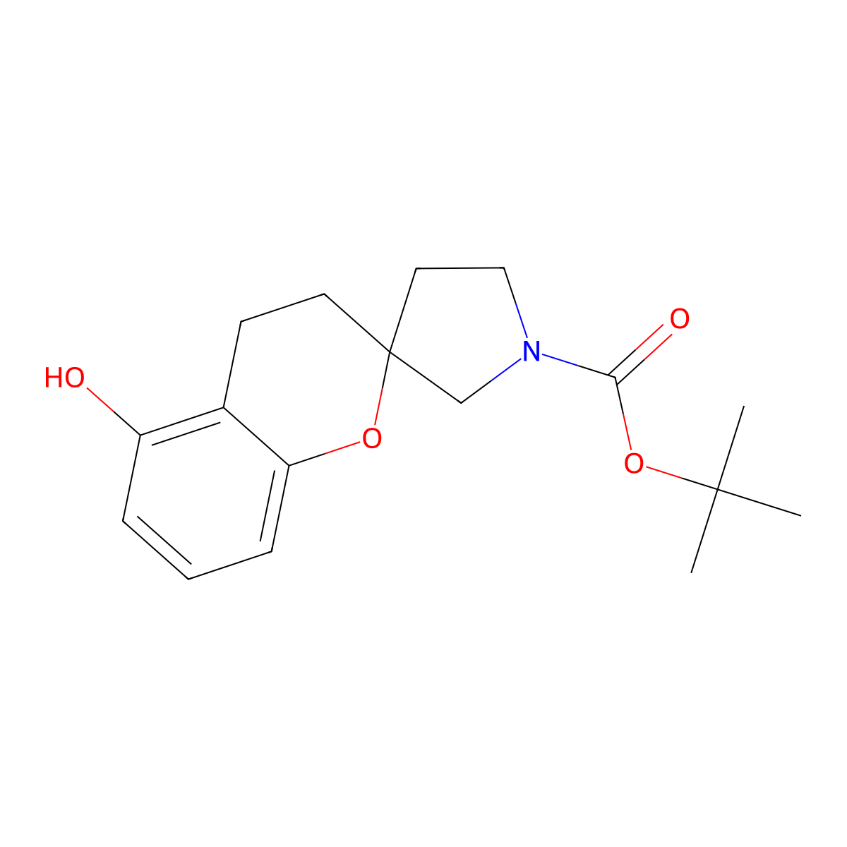 Tert-butyl 5-hydroxyspiro[chromane-2,3'-pyrrolidine]-1'-carboxylate molecular structure, CAS 1797931-77-1