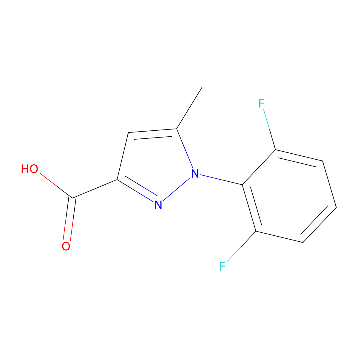 1-(2,6-difluorophenyl)-5-methyl-1H-pyrazole-3-carboxylic acid molecular structure, CAS 1797933-78-8